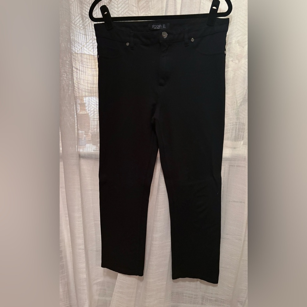 Stoosh Black Straight Leg Stretch Pants | Classic Workwear